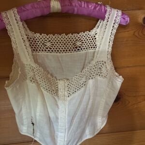 Elegant Cream Lace Trimmed Women's Top-Corset cover over 100 years old!